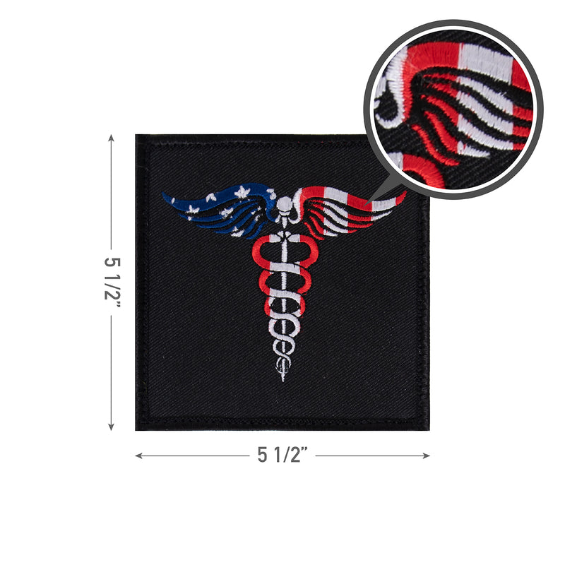 Rothco Caduceus Medical Symbol American Flag Patch with Hook Back