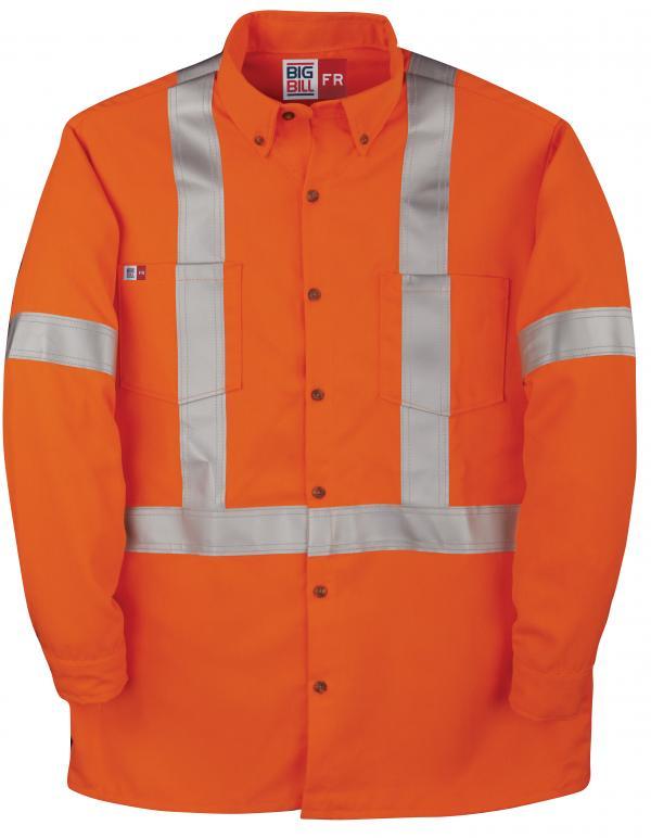 high vis dress shirt TradeMutt Men's Snazzy Orange Day/Night Hi Vis 2.0 Full Button Work Shirt Size: 2XL