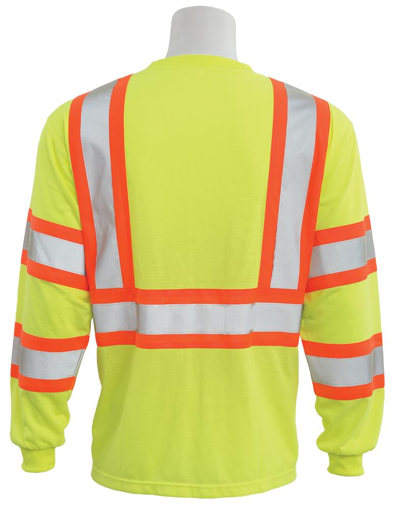 ERB 9804SBC Class 3 Hi Vis Long Sleeve T-Shirt with Contrasting Trim