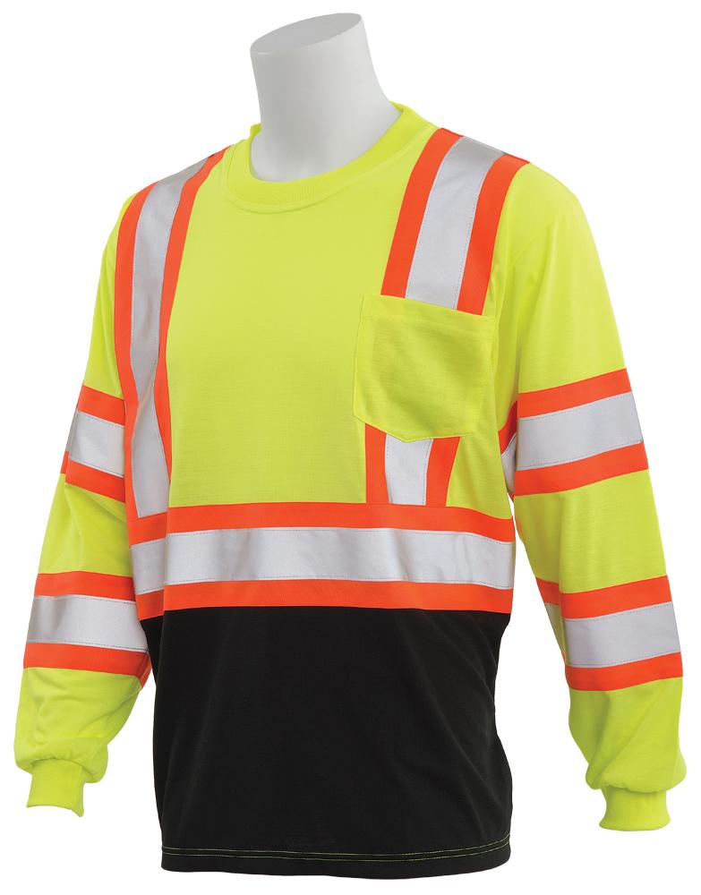 ERB 9804SBC Class 3 Hi Vis Long Sleeve T-Shirt with Contrasting Trim