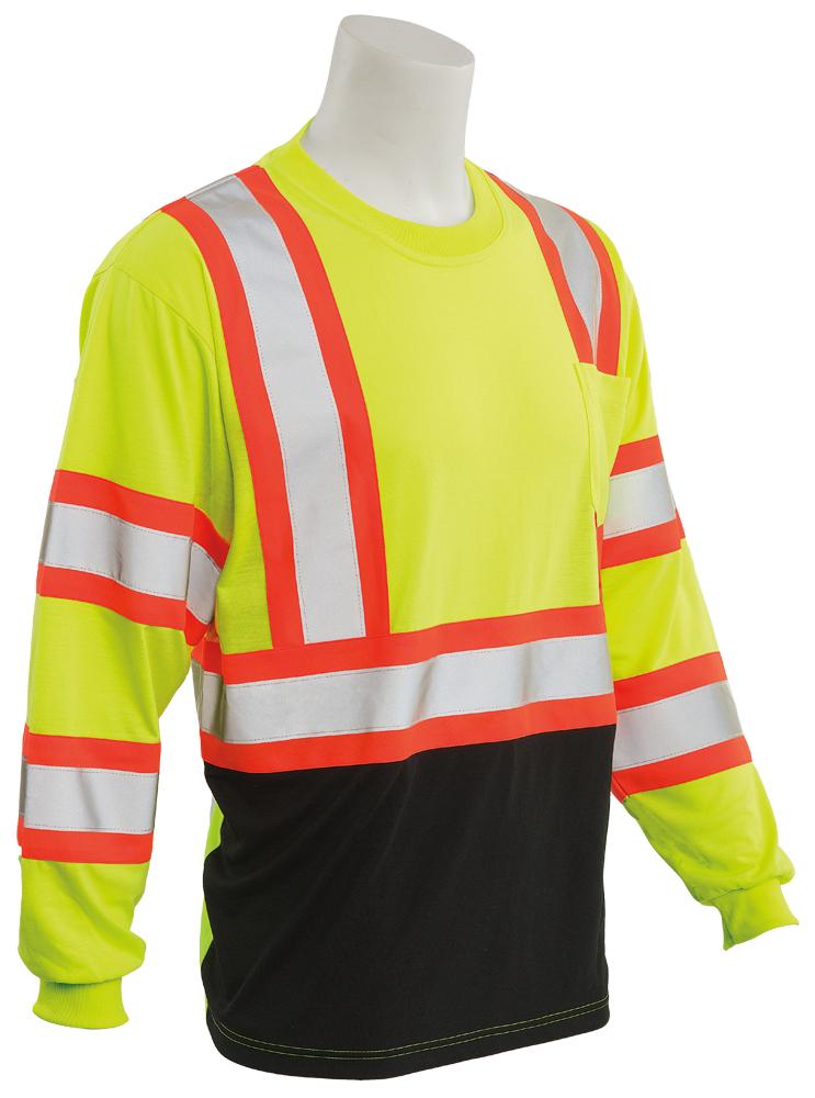 ERB 9804SBC Class 3 Hi Vis Long Sleeve T-Shirt with Contrasting Trim