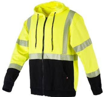 Flamesafe Flame Resistant Hi Vis Yellow with Black Bottom Zip Front Hoodie
