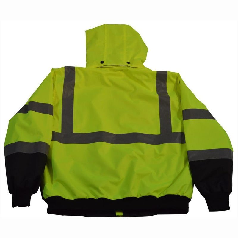 Petra Roc LBBJ-C3 ANSI Class 3 Waterproof High Visibility Bomber Jacket with Removable Liner, Back