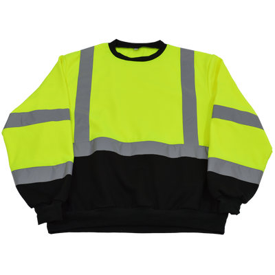 Petra Roc LBCSW-C3 ANSI Class 3 Two Tone Black Bottom High Visibility Crew Neck Sweatshirt