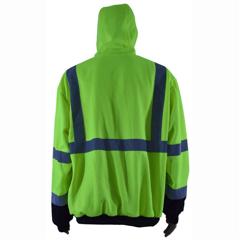 Petra Roc LBHSW-C3 ANSI 16 OZ Thermal Lined ANSI Class 3 Two Tone Hooded Zip-Up Sweatshirt, Back
