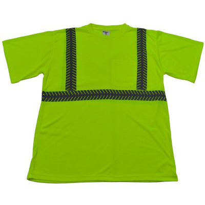LJTS2 ANSI Class 2 Lime High Visibility Jersey Knit Pocket Short Sleeve T-Shirt