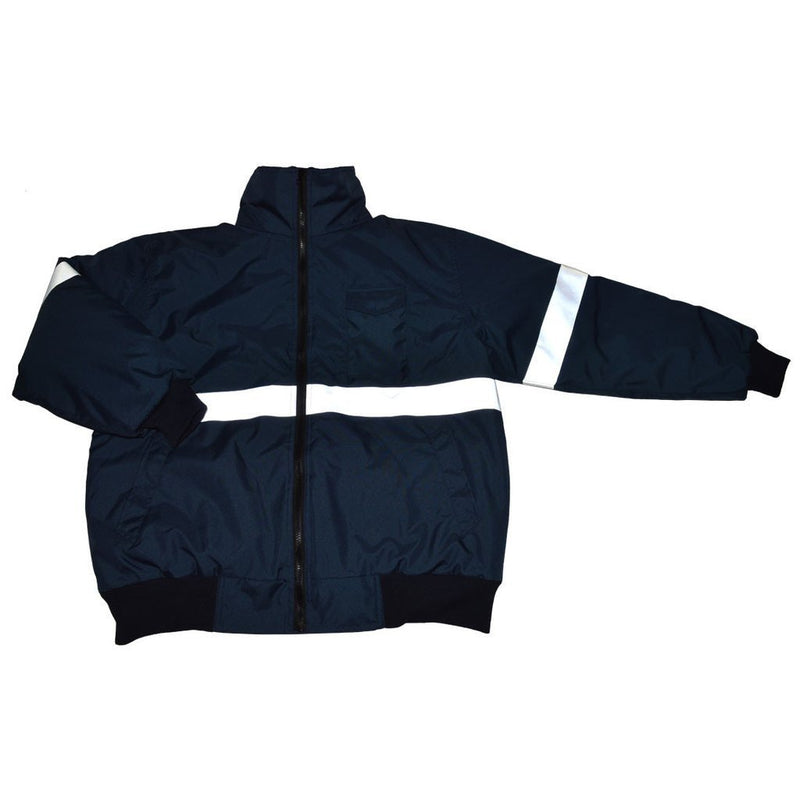 Petra Roc Enhanced Visibility Navy Blue Quilted Bomber Jacket, Reflective Side