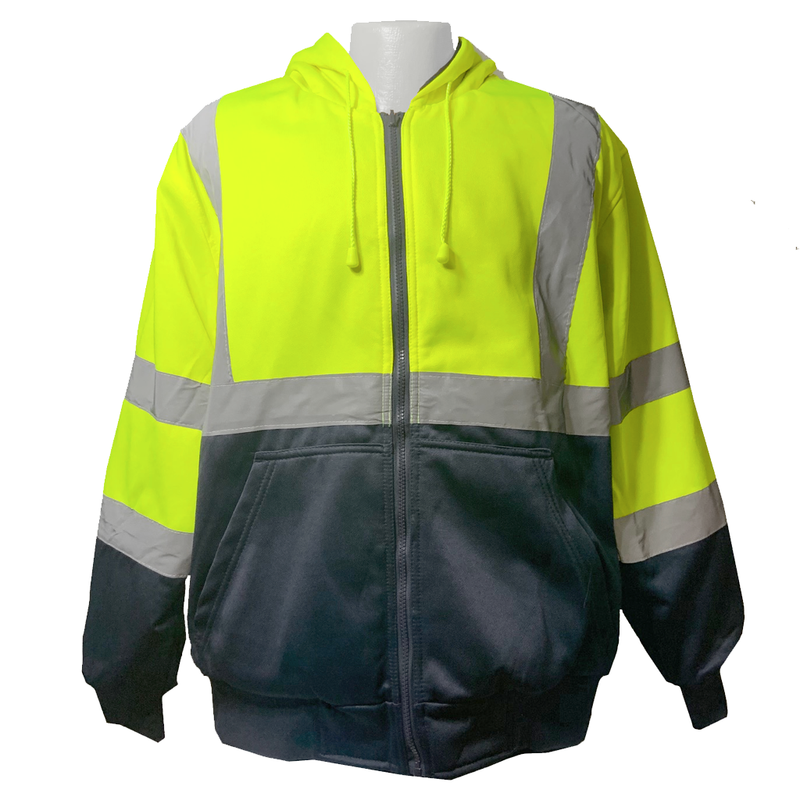 Petra Roc Lime/Navy Reversible ANSI Class 3 Zip-Up Hooded Sweatshirt