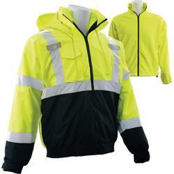 ERB W530B ANSI Class 3 Black Bottom High Visibility Bomber Jacket