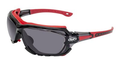 Global Vision Octane A/F Anti-Fog Safety Glasses with Smoke Lenses, Red Frames