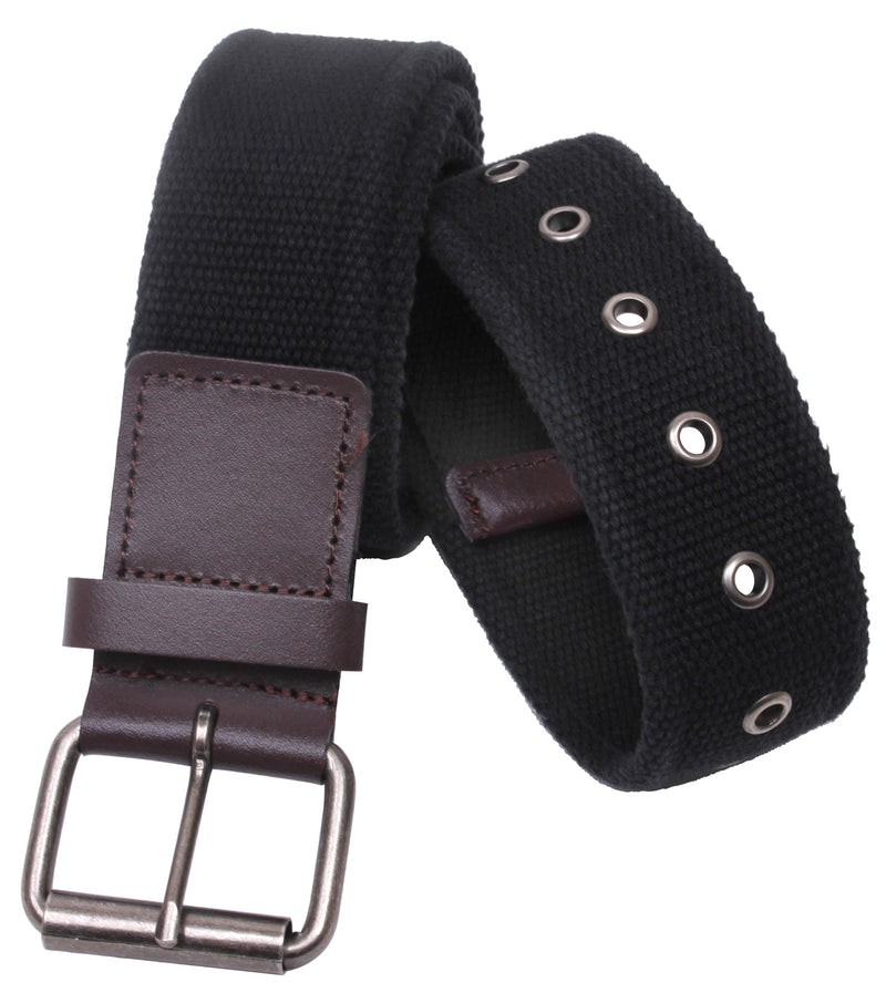 Rothco Vintage Single Prong Web Belt With Leather Accents