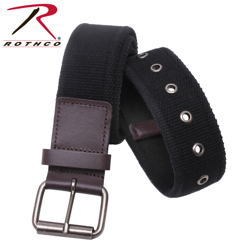 Rothco Vintage Single Prong Web Belt With Leather Accents