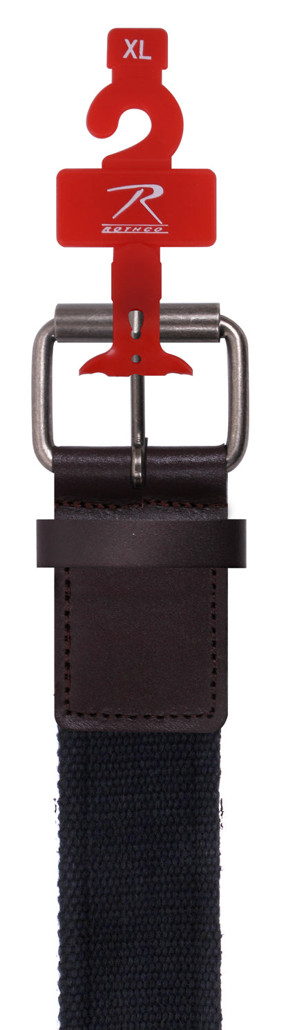 Rothco Vintage Single Prong Web Belt With Leather Accents