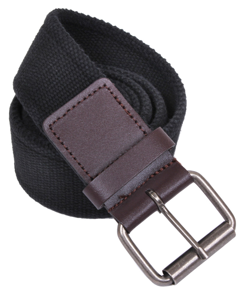 Rothco Vintage Single Prong Web Belt With Leather Accents