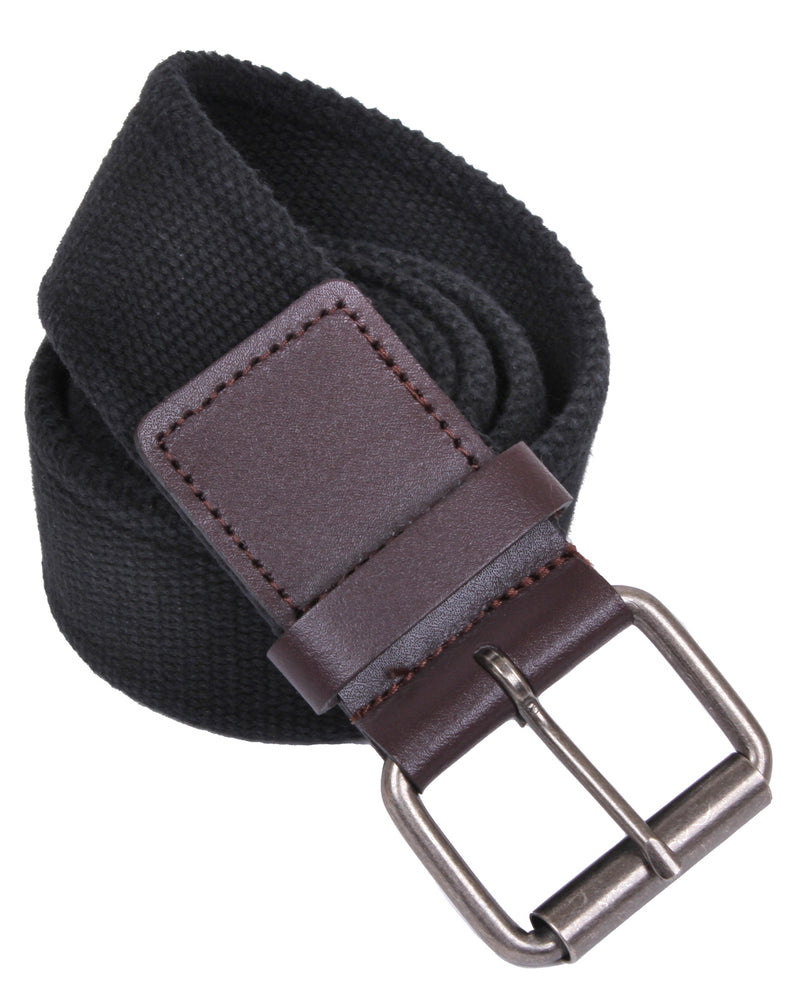 Rothco Vintage Single Prong Web Belt With Leather Accents