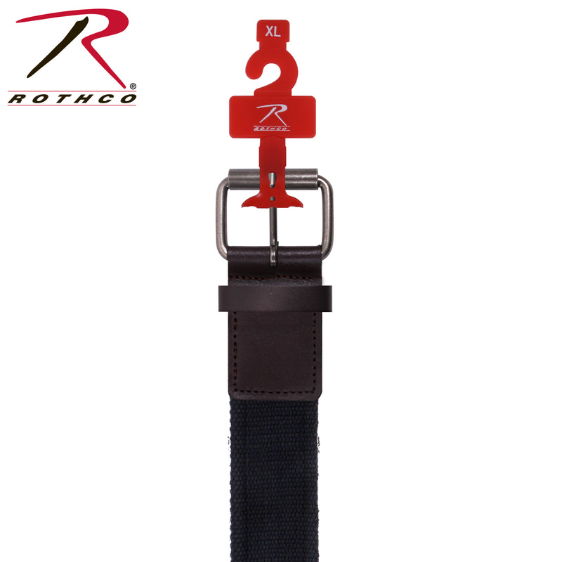 Rothco Vintage Single Prong Web Belt With Leather Accents