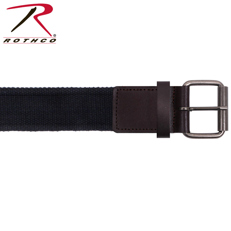 Rothco Vintage Single Prong Web Belt With Leather Accents