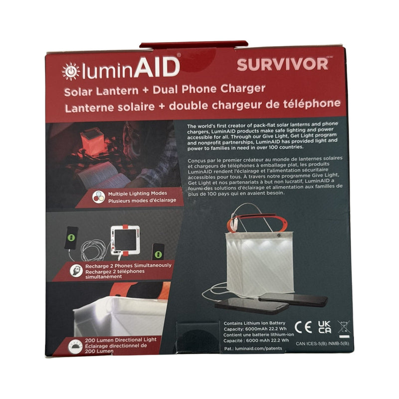 luminAID Survivor Solar Lantern with Dual Phone Charger