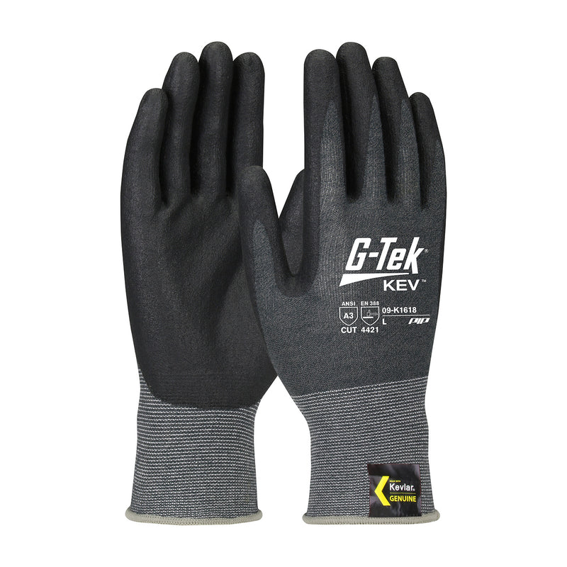 PIP 09-K1618 G-Tek KEV Seamless Knit Kevlar Glove with Nitrile Coated Foam Grip