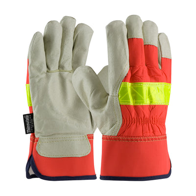 PIP 125-458 Grain Pigskin Leather Palm Hi Vis Glove, Thinsulate Lined