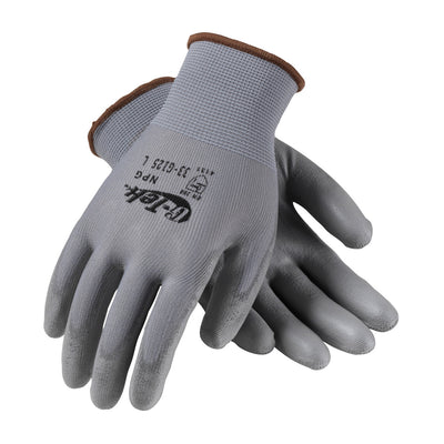 PIP 33-G125 G-Tek GP Gray Seamless Knit Nylon Glove with Polyurethane Coated Smooth Grip