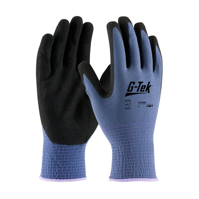 PIP 34-500 G-Tek GP Blue Seamless Knit Nylon Glove with Nitrile Coated MicroSurface Grip