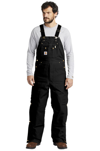 Carhartt ® Duck Quilt-Lined Zip-To-Thigh Bib Overalls