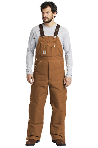 Carhartt ® Duck Quilt-Lined Zip-To-Thigh Bib Overalls