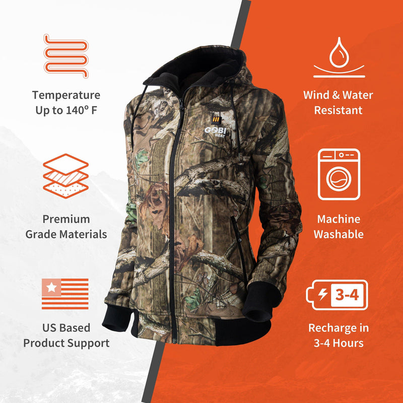 Gobi Heat Shadow Womens Heated Hunting Hoodie - Mossy OakÂ® Camo