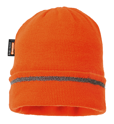 Portwest B023 Insulatex Lined Reflective Trim Knit Hat, High Visibility Orange