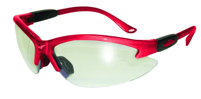 Global Vision Cougar Red CL Safety Glasses with Clear Lenses, Red Frames