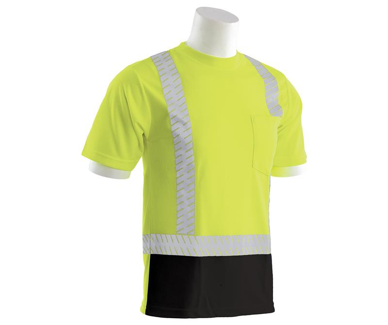 ERB 9006SBSEG Hi Vis Short Sleeve Shirt with Black Bottom