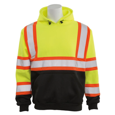 ERB W376BC ANSI Class 3 Hooded Pullover Sweatshirt with Black Bottom