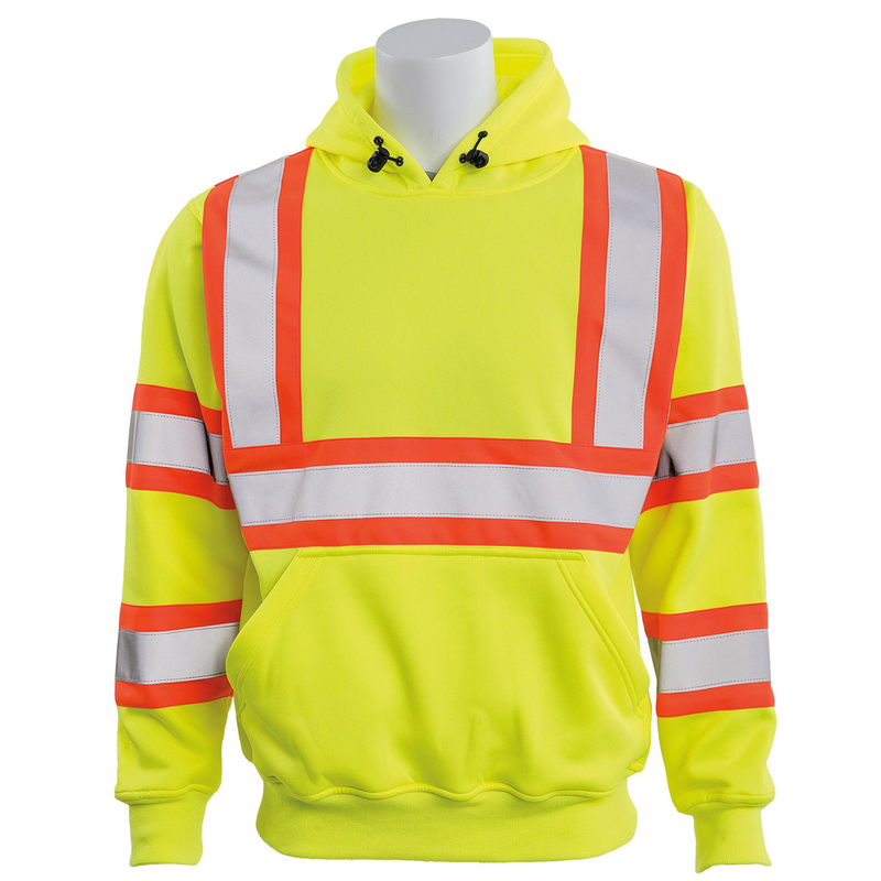 ERB W376C ANSI Class 3 Hooded Pullover Sweatshirt with Contrasting Trim