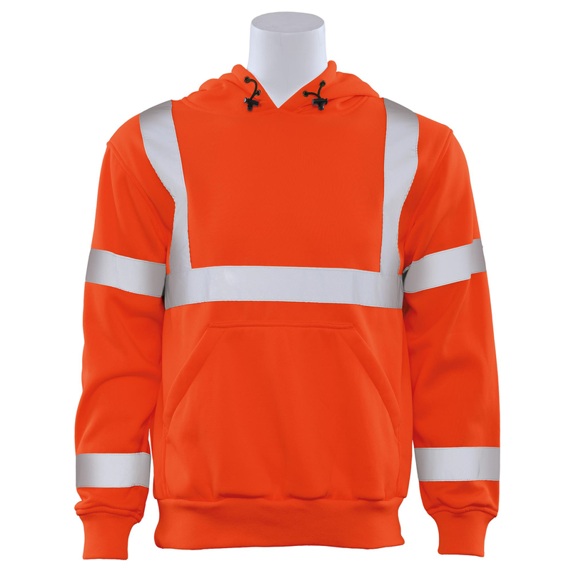 ERB W376 ANSI Class 3 Orange Hooded Pullover Sweatshirt
