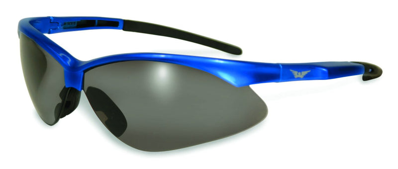 Global Vision Fast Freddie Blue Safety Glasses with Smoke Lenses, Gloss Blue Frames