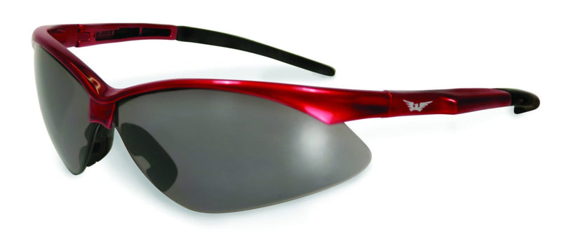Global Vision Fast Freddie Red Safety Glasses with Smoke Lenses, Gloss Red Frames