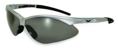 Global Vision Fast Freddie Silver Safety Glasses with Smoke Lenses, Gloss Silver Frames