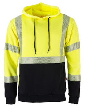 Flamesafe Flame Resistant Hi Vis Yellow with Black Bottom Pullover Hoodie