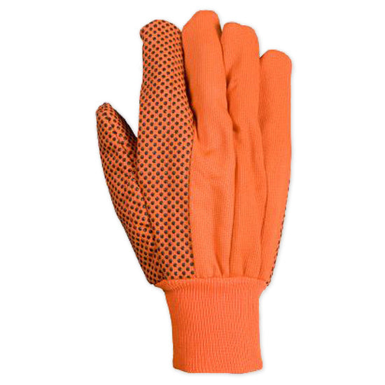 Southern Glove ICHF18FOPD Medium Weight Fluorescent Orange PVC Dotted Polycotton Gloves