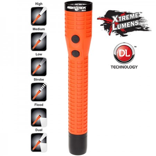 Polymer Duty/Personal-Size Dual-Light Flashlight w/Magnet - Rechargeable