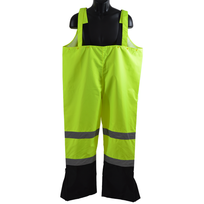 Petra Roc LBBIP-CE ANSI Class E Lime/Black Waterproof Rain Bib Pants, Alternate View