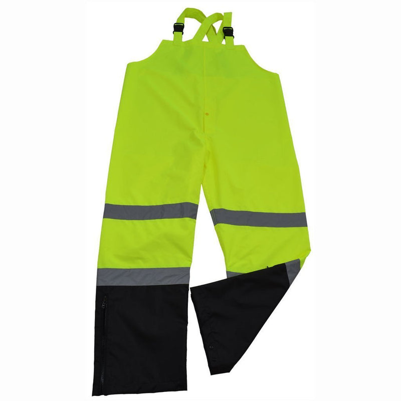 Petra Roc LBBIP-CE ANSI Class E Lime/Black Waterproof Rain Bib Pants