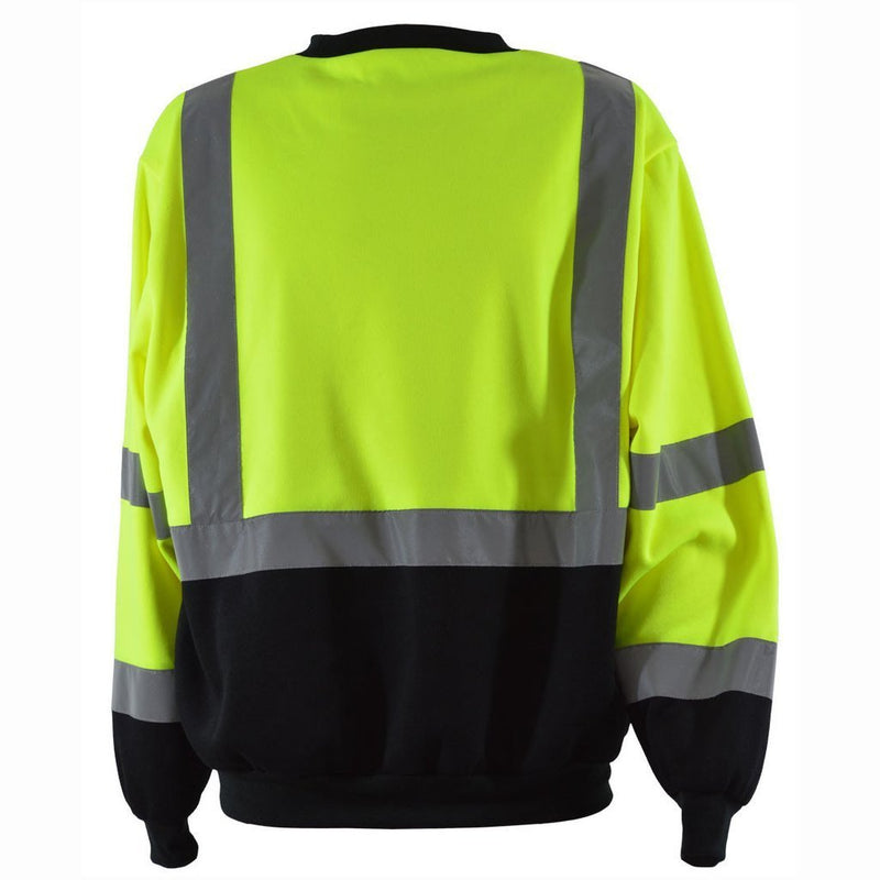 Petra Roc LBCSW-C3 ANSI Class 3 Two Tone Black Bottom High Visibility Crew Neck Sweatshirt, Back