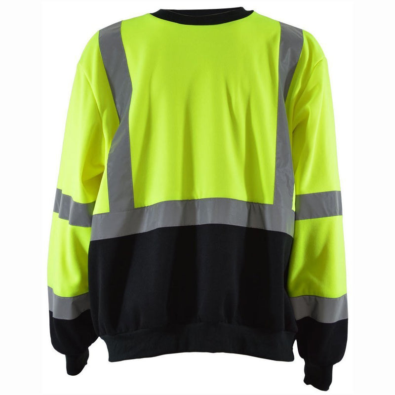 Petra Roc LBCSW-C3 ANSI Class 3 Two Tone Black Bottom High Visibility Crew Neck Sweatshirt, Front