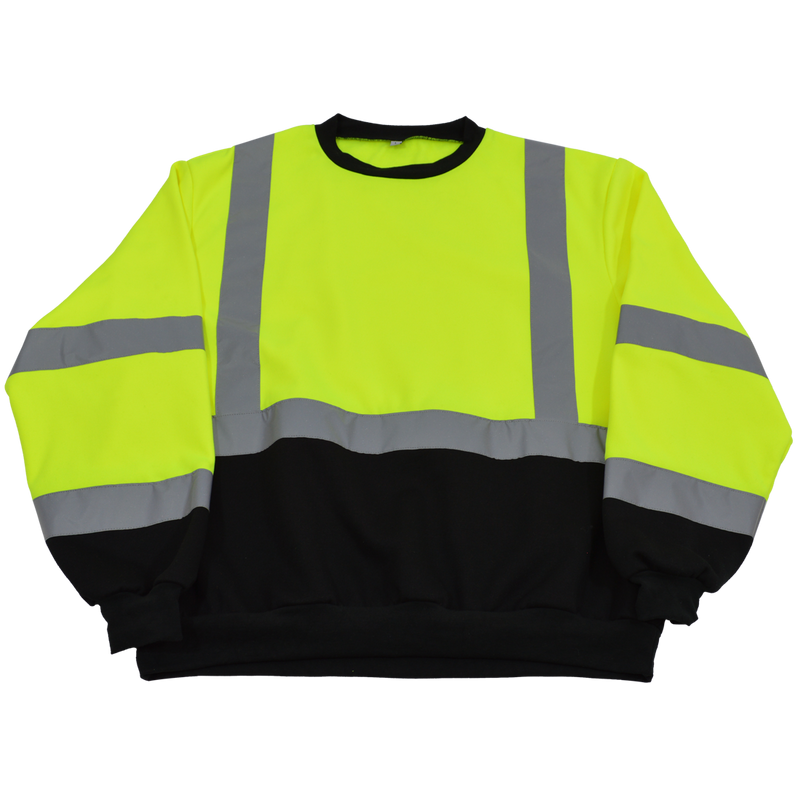 Petra Roc LBCSW-C3 ANSI Class 3 Two Tone Black Bottom High Visibility Crew Neck Sweatshirt