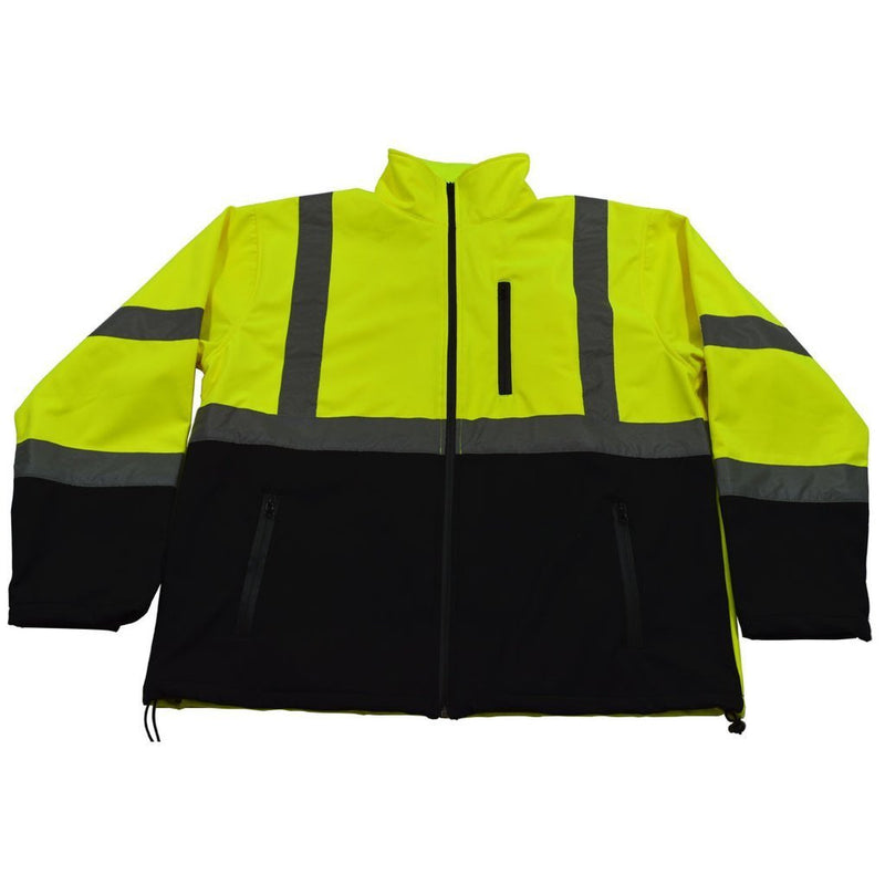Petra Roc LBSFJ1-C3 ANSI Class 3 Two Tone Lime with Black Bottom Water Resistant Soft Shell Jacket, Front