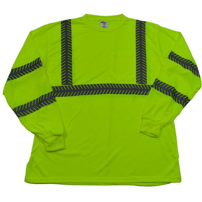 Petra Roc LJTSL3 ANSI Class 3 Lime Jersey Knit Pocket Long Sleeve High Visibility T-Shirt