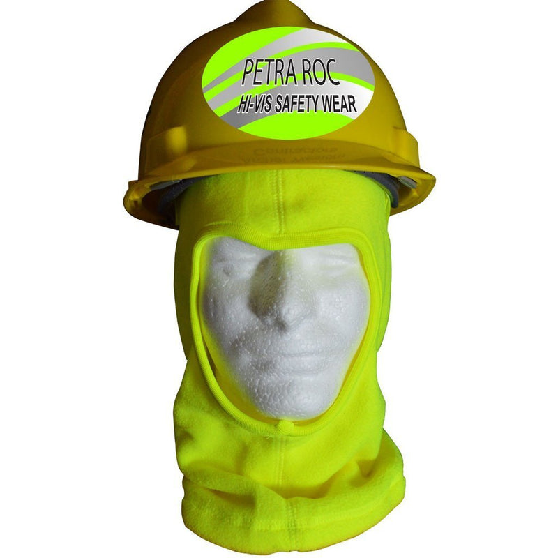 Petra Roc LMSK-S1 Balaclava Fleece Ski Mask & Hardhat Liner, Lime with Hard Hat