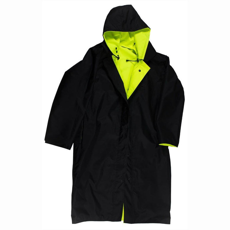 Petra Roc LRC-48RV-C3 ANSI Class 3 Lime/Black Waterproof Reversible High Visibility 48” Long Rain Coat, Reverside Side